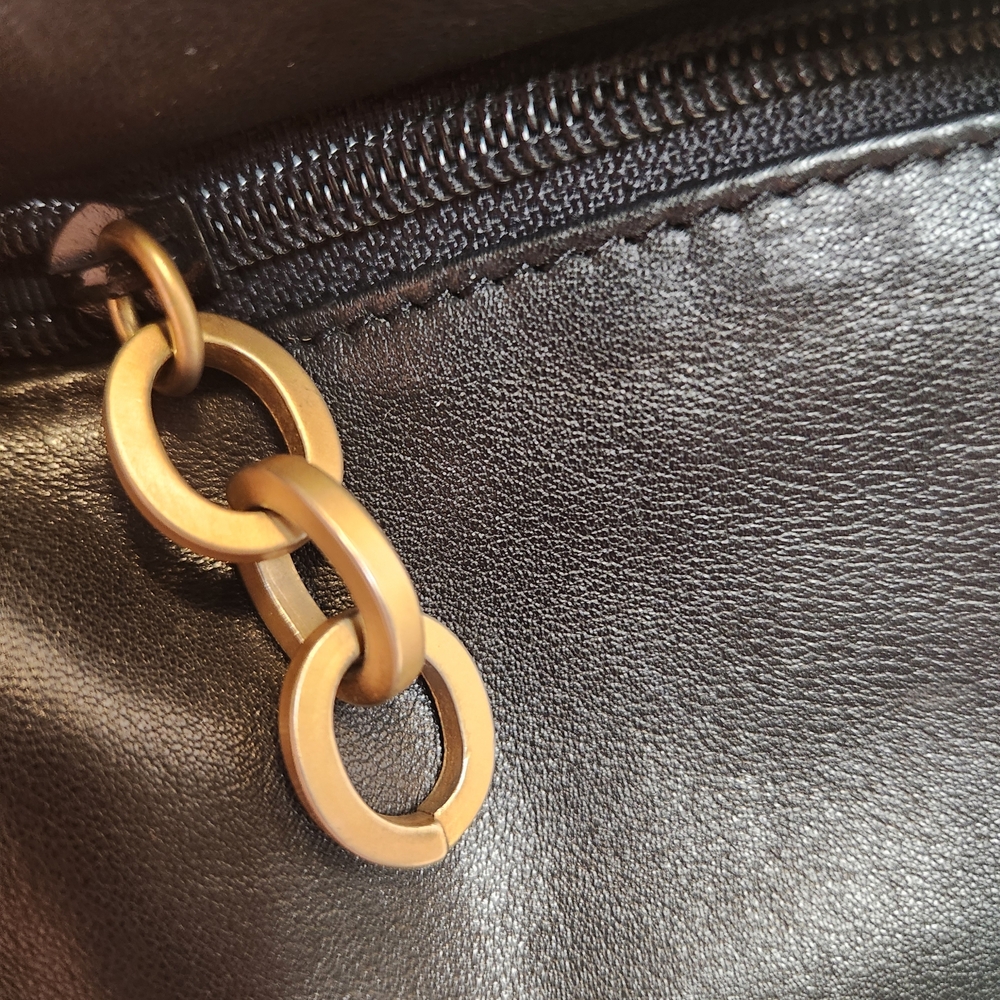 Americana By Sharif Black Leather Shoulder/Crossbody Bag - Picture 6 of 14